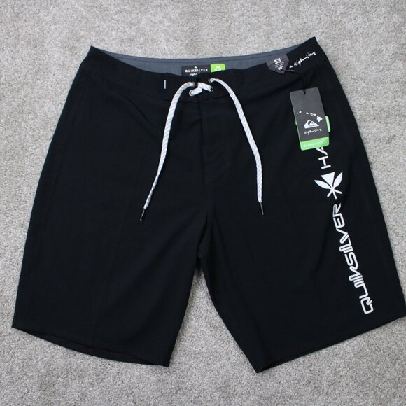 Quiksilver Boardshorts NWT Mens 33 Black Highline Homegrown 20" 4-Way Stretch - Picture 1 of 16